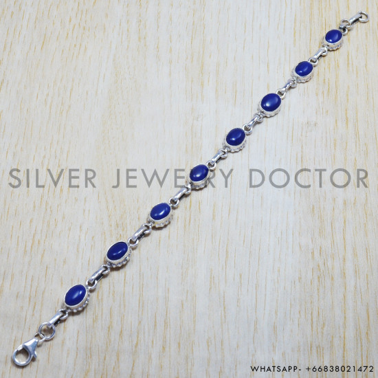 Lapis Lazuli 925 Sterling Silver Bracelet (SJWBR-88) Lapis Lazuli 925 Sterling Silver Bracelet (SJWBR-88)