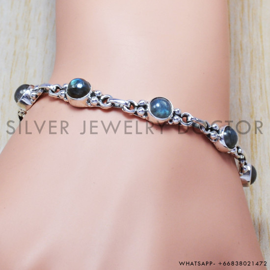 Labradorite 925 Sterling Silver Bracelet (SJWBR-91) Labradorite 925 Sterling Silver Bracelet (SJWBR-91)