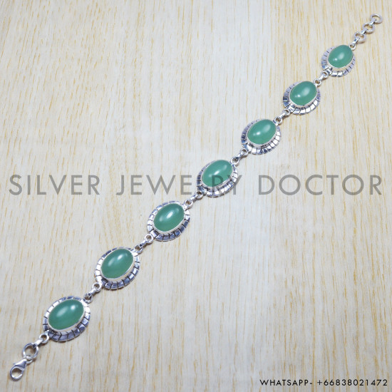 Fluorite 925 Sterling Silver Bracelet (SJWBR-92)