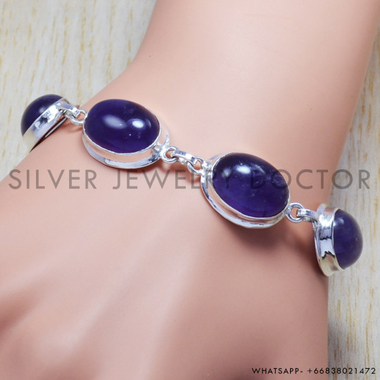 Amethyst 925 Sterling Silver Bracelet (SJWBR-93) Amethyst 925 Sterling Silver Bracelet (SJWBR-93)