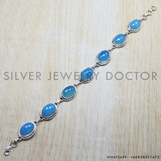 Chalcedony 925 Sterling Silver Bracelet (SJWBR-96) Chalcedony 925 Sterling Silver Bracelet (SJWBR-96)