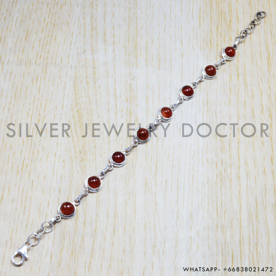 Red Onyx 925 Sterling Silver Bracelet (SJWBR-98) Red Onyx 925 Sterling Silver Bracelet (SJWBR-98)