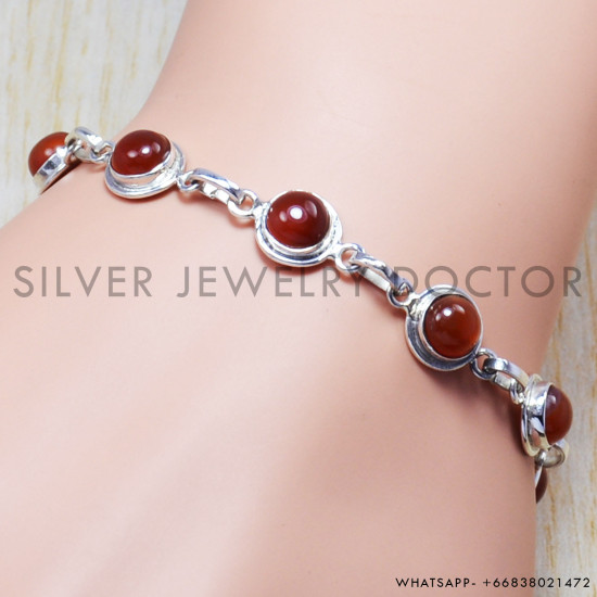 Red Onyx 925 Sterling Silver Bracelet (SJWBR-98) Red Onyx 925 Sterling Silver Bracelet (SJWBR-98)