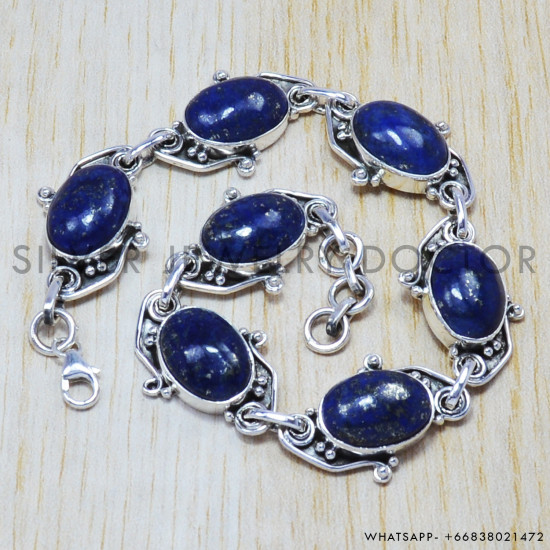 Lapis Lazuli 925 Sterling Silver Bracelet (SJWBR-99) Lapis Lazuli 925 Sterling Silver Bracelet (SJWBR-99)