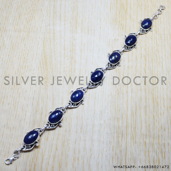Lapis Lazuli 925 Sterling Silver Bracelet (SJWBR-99) Lapis Lazuli 925 Sterling Silver Bracelet (SJWBR-99)