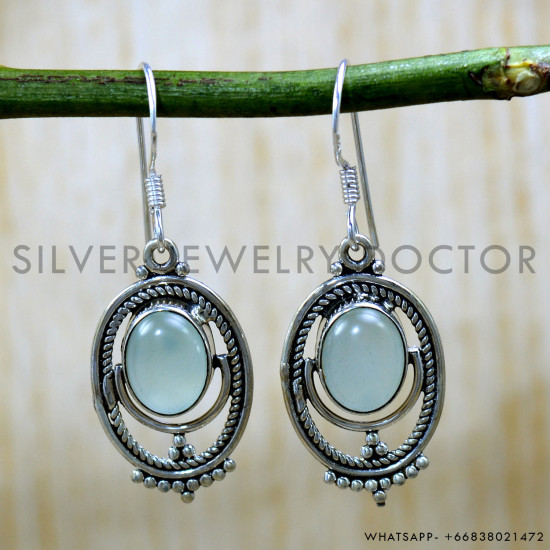 Chalcedony 925 Sterling Silver Earrings (SJWE-1006) Chalcedony 925 Sterling Silver Earrings (SJWE-1006)