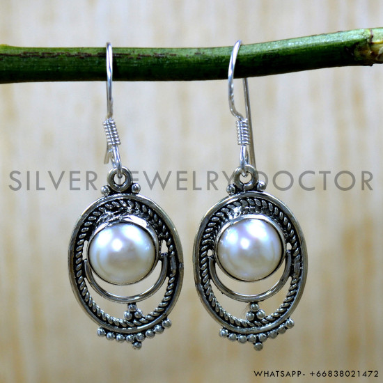 Pearl 925 Sterling Silver Earrings (SJWE-1008) Pearl 925 Sterling Silver Earrings (SJWE-1008)