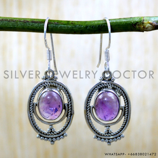 Amethyst 925 Sterling Silver Earrings (SJWE-1009) Amethyst 925 Sterling Silver Earrings (SJWE-1009)