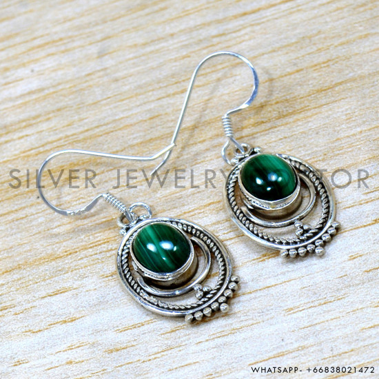 Malachite 925 Sterling Silver Earrings (SJWE-1011) Malachite 925 Sterling Silver Earrings (SJWE-1011)