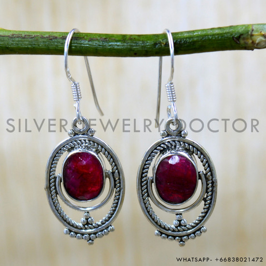 Ruby 925 Sterling Silver Earrings (SJWE-1013)