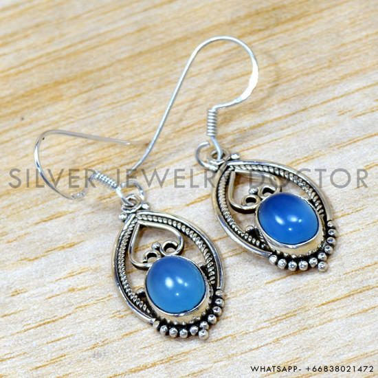 Chalcedony 925 Sterling Silver Earrings (SJWE-1016) Chalcedony 925 Sterling Silver Earrings (SJWE-1016)