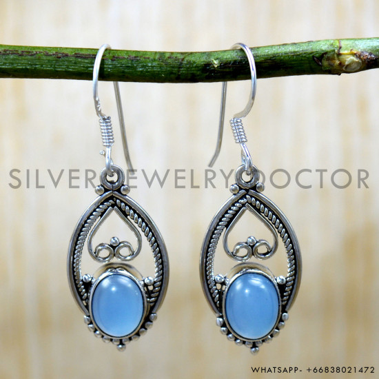 Chalcedony 925 Sterling Silver Earrings (SJWE-1016) Chalcedony 925 Sterling Silver Earrings (SJWE-1016)