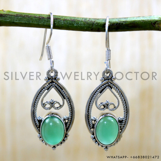 Green Onyx 925 Sterling Silver Earrings (SJWE-1017) Green Onyx 925 Sterling Silver Earrings (SJWE-1017)