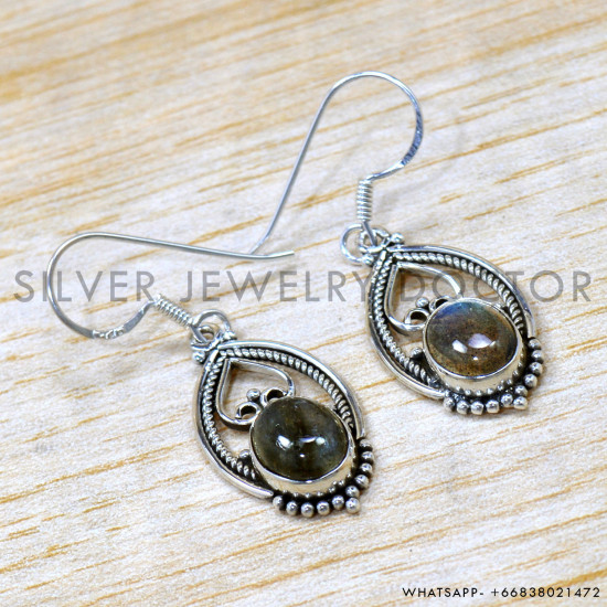 Labradorite 925 Sterling Silver Earrings (SJWE-1018)
