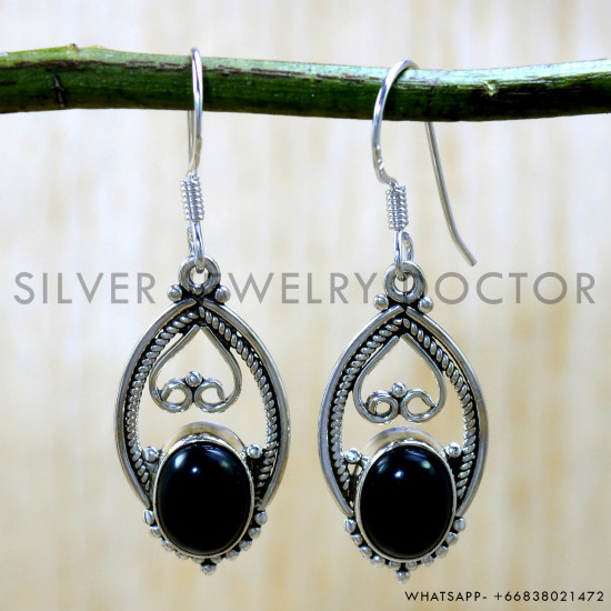 Black Onyx 925 Sterling Silver Earrings (SJWE-1019) Black Onyx 925 Sterling Silver Earrings (SJWE-1019)