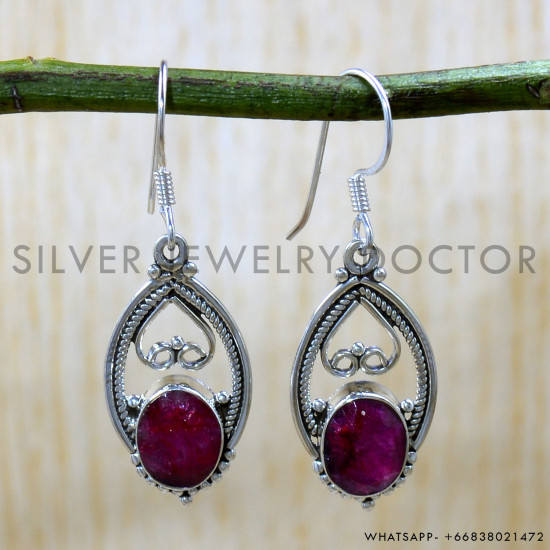 Ruby 925 Sterling Silver Earrings (SJWE-1021) Ruby 925 Sterling Silver Earrings (SJWE-1021)