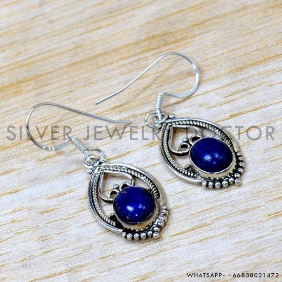 Lapis Lazuli 925 Sterling Silver Earrings (SJWE-1022) Lapis Lazuli 925 Sterling Silver Earrings (SJWE-1022)