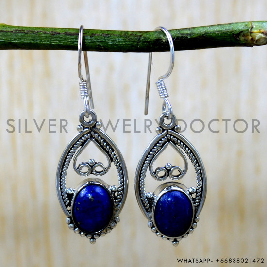 Lapis Lazuli 925 Sterling Silver Earrings (SJWE-1022) Lapis Lazuli 925 Sterling Silver Earrings (SJWE-1022)