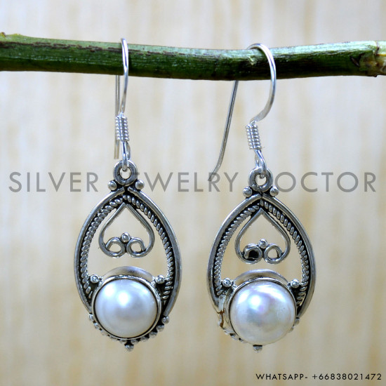 Pearl 925 Sterling Silver Earrings (SJWE-1023) Pearl 925 Sterling Silver Earrings (SJWE-1023)