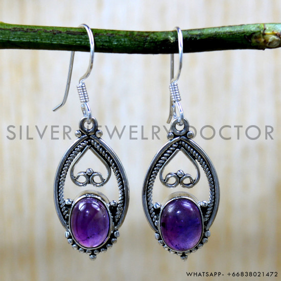 Amethyst 925 Sterling Silver Earrings (SJWE-1024) Amethyst 925 Sterling Silver Earrings (SJWE-1024)