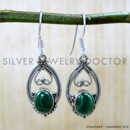 Malachite 925 Sterling Silver Earrings (SJWE-1025) Malachite 925 Sterling Silver Earrings (SJWE-1025)