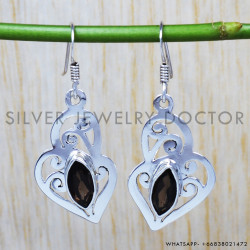 Smoky Quartz 925 Sterling Silver Earrings (SJWE-103.)