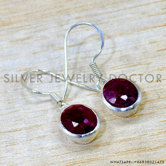 Ruby 925 Sterling Silver Earrings (SJWE-1030) Ruby 925 Sterling Silver Earrings (SJWE-1030)