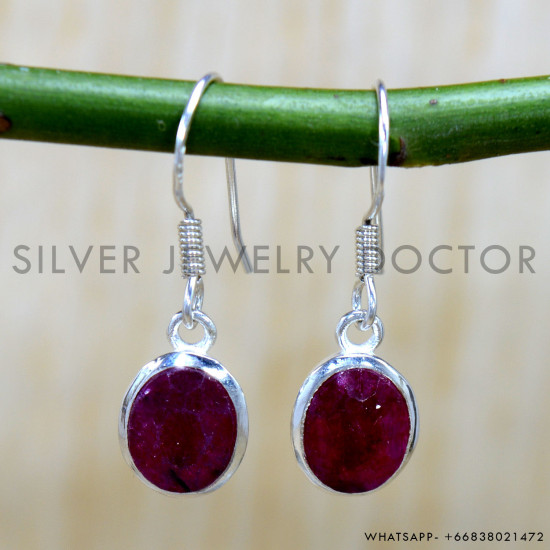 Ruby 925 Sterling Silver Earrings (SJWE-1030) Ruby 925 Sterling Silver Earrings (SJWE-1030)