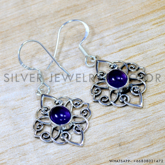 Amethyst 925 Sterling Silver Earrings (SJWE-1035) Amethyst 925 Sterling Silver Earrings (SJWE-1035)