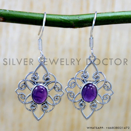 Amethyst 925 Sterling Silver Earrings (SJWE-1035) Amethyst 925 Sterling Silver Earrings (SJWE-1035)