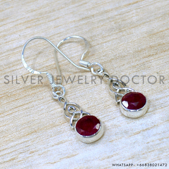 Ruby 925 Sterling Silver Earrings (SJWE-1037) Ruby 925 Sterling Silver Earrings (SJWE-1037)