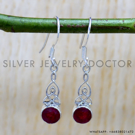 Ruby 925 Sterling Silver Earrings (SJWE-1037) Ruby 925 Sterling Silver Earrings (SJWE-1037)