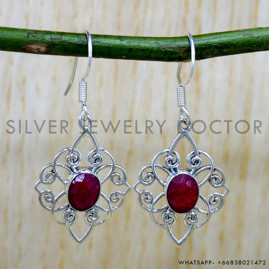 Ruby 925 Sterling Silver Earrings (SJWE-1041) Ruby 925 Sterling Silver Earrings (SJWE-1041)