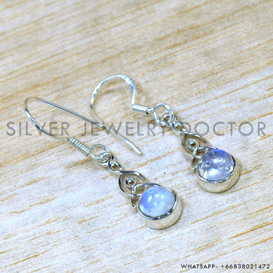 Rainbow Moonstone 925 Sterling Silver Earrings (SJWE-1042) Rainbow Moonstone 925 Sterling Silver Earrings (SJWE-1042)