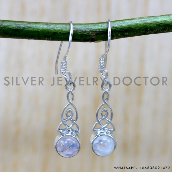 Rainbow Moonstone 925 Sterling Silver Earrings (SJWE-1042) Rainbow Moonstone 925 Sterling Silver Earrings (SJWE-1042)