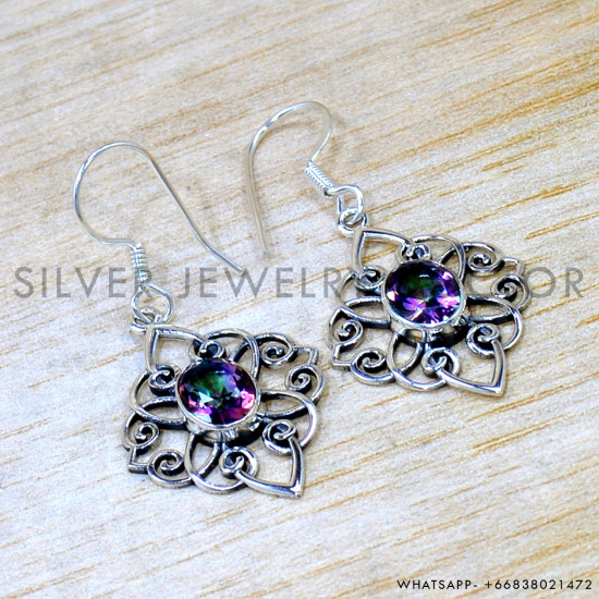 Mystic Topaz 925 Sterling Silver Earrings (SJWE-1044) Mystic Topaz 925 Sterling Silver Earrings (SJWE-1044)