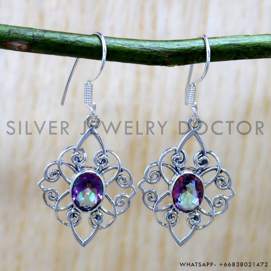 Mystic Topaz 925 Sterling Silver Earrings (SJWE-1044) Mystic Topaz 925 Sterling Silver Earrings (SJWE-1044)