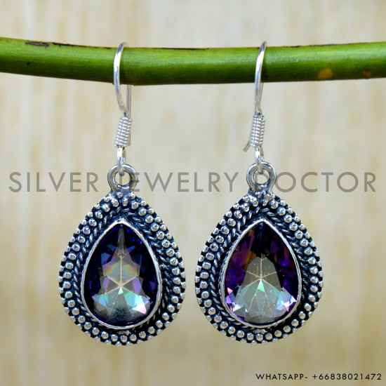 Mystic Topaz 925 Sterling Silver Earrings (SJWE-1046) Mystic Topaz 925 Sterling Silver Earrings (SJWE-1046)