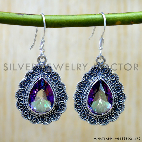 Mystic Topaz 925 Sterling Silver Earrings (SJWE-1047) Mystic Topaz 925 Sterling Silver Earrings (SJWE-1047)