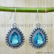 Blue Topaz 925 Sterling Silver Earrings (SJWE-1048) Blue Topaz 925 Sterling Silver Earrings (SJWE-1048)