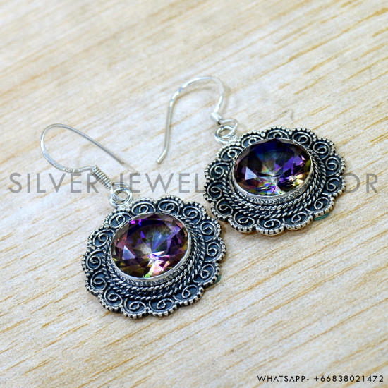 Mystic Topaz 925 Sterling Silver Earrings (SJWE-1051) Mystic Topaz 925 Sterling Silver Earrings (SJWE-1051)