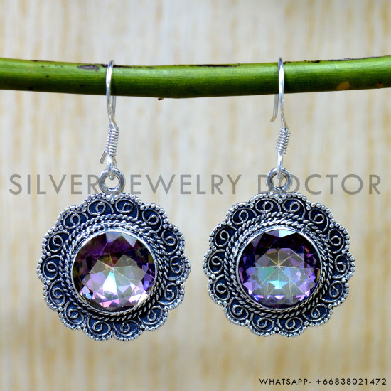 Mystic Topaz 925 Sterling Silver Earrings (SJWE-1051) Mystic Topaz 925 Sterling Silver Earrings (SJWE-1051)