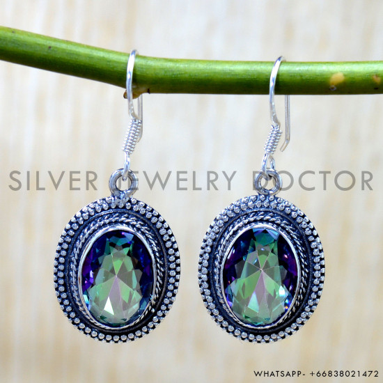 Mystic Topaz 925 Sterling Silver Earrings (SJWE-1054) Mystic Topaz 925 Sterling Silver Earrings (SJWE-1054)