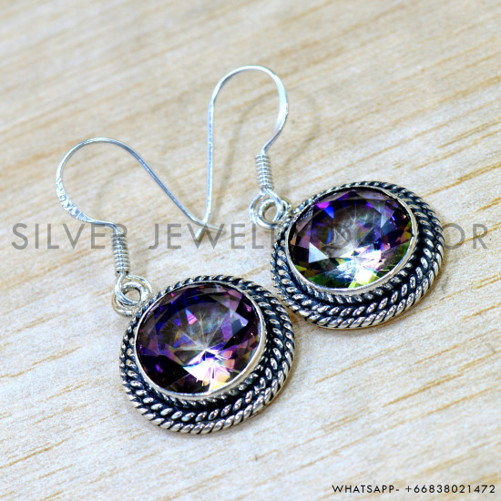Mystic Topaz 925 Sterling Silver Earrings (SJWE-1055) Mystic Topaz 925 Sterling Silver Earrings (SJWE-1055)