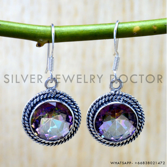 Mystic Topaz 925 Sterling Silver Earrings (SJWE-1055) Mystic Topaz 925 Sterling Silver Earrings (SJWE-1055)