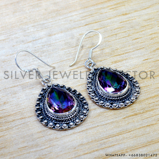 Mystic Topaz 925 Sterling Silver Earrings (SJWE-1056) Mystic Topaz 925 Sterling Silver Earrings (SJWE-1056)