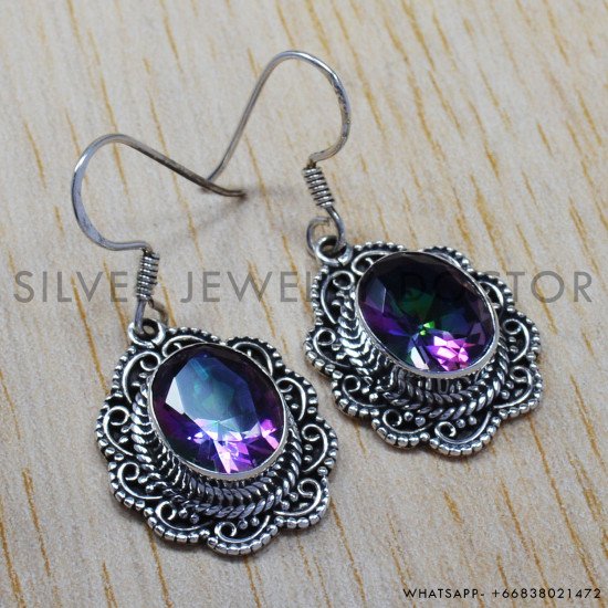 Mystic Topaz 925 Sterling Silver Earrings (SJWE-106) Mystic Topaz 925 Sterling Silver Earrings (SJWE-106)