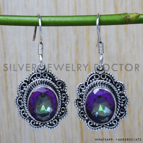 Mystic Topaz 925 Sterling Silver Earrings (SJWE-106) Mystic Topaz 925 Sterling Silver Earrings (SJWE-106)