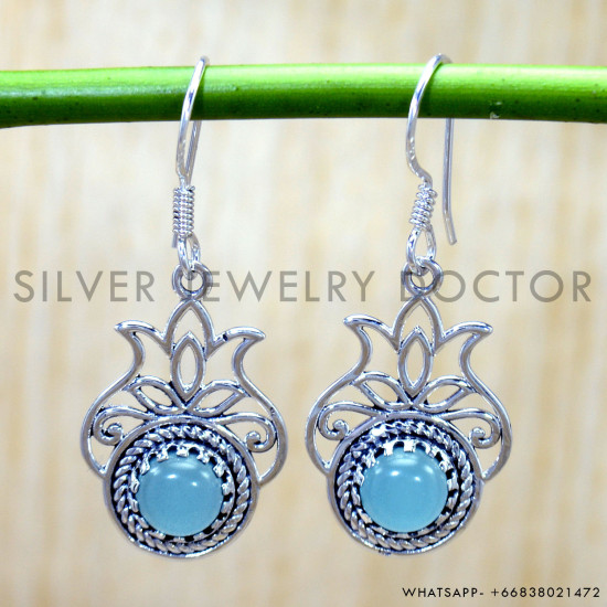 Chalcedony 925 Sterling Silver Earrings (SJWE-1060) Chalcedony 925 Sterling Silver Earrings (SJWE-1060)