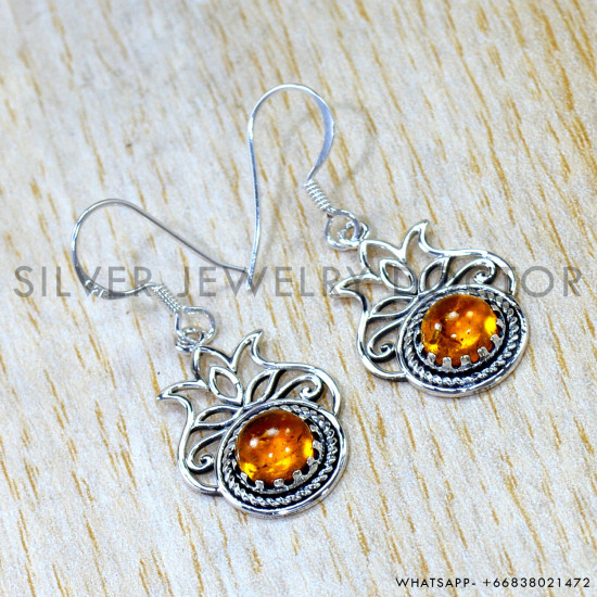 Amber 925 Sterling Silver Earrings (SJWE-1062) Amber 925 Sterling Silver Earrings (SJWE-1062)
